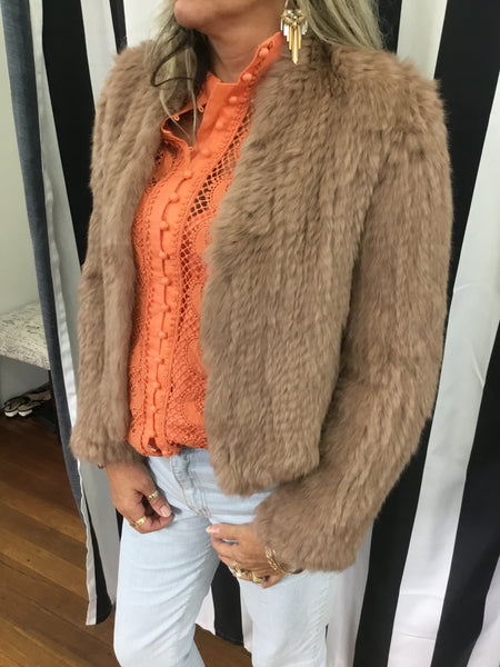 Rabbit Fur  Cropped Jacket